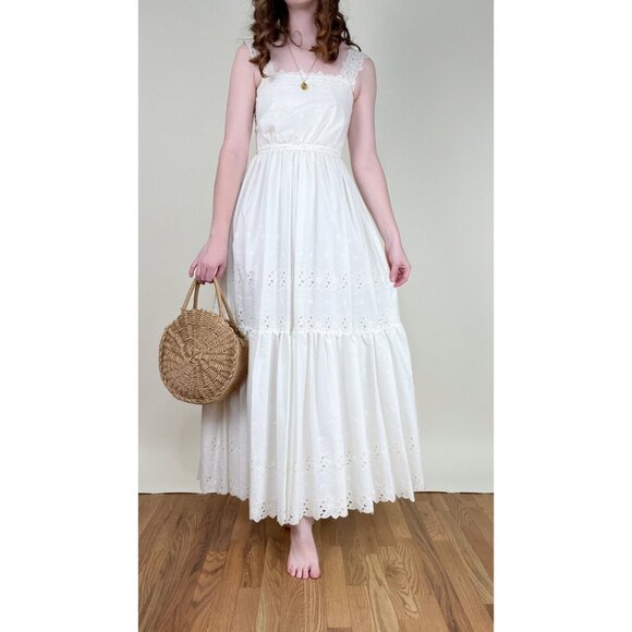 Vintage Union Made Wedding Dress Maxi Cottagecore Regency Boho Coastal 70s 1970s - Picture 12 of 12